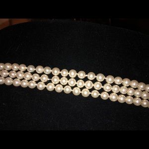 46 inch long faux pearl necklace